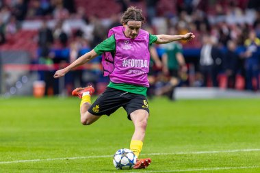 Madrid, İspanya - 4 Kasım 2025: Atletico Madrid ile Union St. Gilloise arasında oynanan UEFA Şampiyonlar Ligi maçı. Maç sırasında Union St. Gilloise oyuncuları.