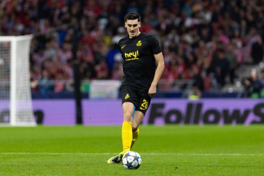 Madrid, İspanya - 4 Kasım 2025: Atletico Madrid ile Union St. Gilloise arasında oynanan UEFA Şampiyonlar Ligi maçı. Maç sırasında Union St. Gilloise oyuncuları.