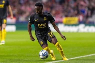 Madrid, İspanya - 4 Kasım 2025: Atletico Madrid ile Union St. Gilloise arasında oynanan UEFA Şampiyonlar Ligi maçı. Maç sırasında Union St. Gilloise oyuncuları.