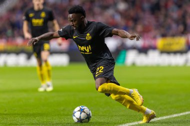Madrid, İspanya - 4 Kasım 2025: Atletico Madrid ile Union St. Gilloise arasında oynanan UEFA Şampiyonlar Ligi maçı. Maç sırasında Union St. Gilloise oyuncuları.