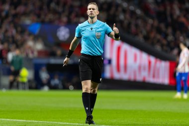 Madrid, İspanya - 4 Kasım 2025: Atletico Madrid ile Union St. Gilloise arasında oynanan UEFA Şampiyonlar Ligi maçı. Maç sırasında Union St. Gilloise oyuncuları.