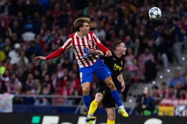Madrid, İspanya - 4 Kasım 2025: Atletico Madrid ile Union St. Gilloise arasında oynanan UEFA Şampiyonlar Ligi maçı. Maç sırasında Union St. Gilloise oyuncuları.
