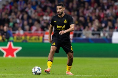 Madrid, İspanya - 4 Kasım 2025: Atletico Madrid ile Union St. Gilloise arasında oynanan UEFA Şampiyonlar Ligi maçı. Maç sırasında Union St. Gilloise oyuncuları.