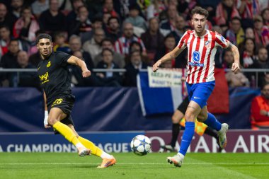 Madrid, İspanya - 4 Kasım 2025: Atletico Madrid ile Union St. Gilloise arasında oynanan UEFA Şampiyonlar Ligi maçı. Maç sırasında Union St. Gilloise oyuncuları.