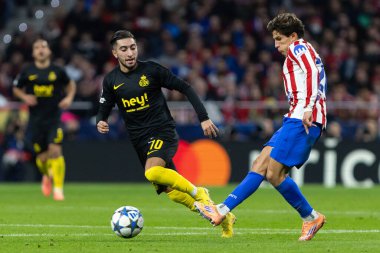 Madrid, İspanya - 4 Kasım 2025: Atletico Madrid ile Union St. Gilloise arasında oynanan UEFA Şampiyonlar Ligi maçı. Maç sırasında Union St. Gilloise oyuncuları.