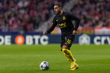 Madrid, İspanya - 4 Kasım 2025: Atletico Madrid ile Union St. Gilloise arasında oynanan UEFA Şampiyonlar Ligi maçı. Maç sırasında Union St. Gilloise oyuncuları.