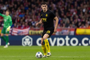 Madrid, İspanya - 4 Kasım 2025: Atletico Madrid ile Union St. Gilloise arasında oynanan UEFA Şampiyonlar Ligi maçı. Maç sırasında Union St. Gilloise oyuncuları.
