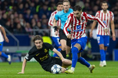 Madrid, İspanya - 4 Kasım 2025: Atletico Madrid ile Union SG arasında oynanan UEFA Şampiyonlar Ligi maçı. Maç boyunca Atletico Madrid 'li oyuncular.