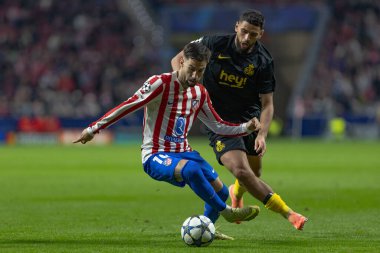 Madrid, İspanya - 4 Kasım 2025: Atletico Madrid ile Union SG arasında oynanan UEFA Şampiyonlar Ligi maçı. Maç boyunca Atletico Madrid 'li oyuncular.