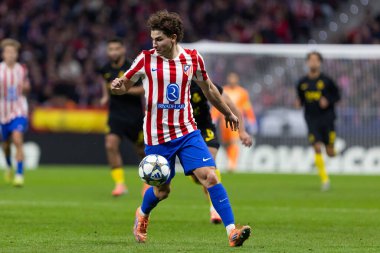 Madrid, İspanya - 4 Kasım 2025: Atletico Madrid ile Union SG arasında oynanan UEFA Şampiyonlar Ligi maçı. Maç boyunca Atletico Madrid 'li oyuncular.