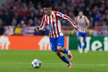 Madrid, İspanya - 4 Kasım 2025: Atletico Madrid ile Union SG arasında oynanan UEFA Şampiyonlar Ligi maçı. Maç boyunca Atletico Madrid 'li oyuncular.