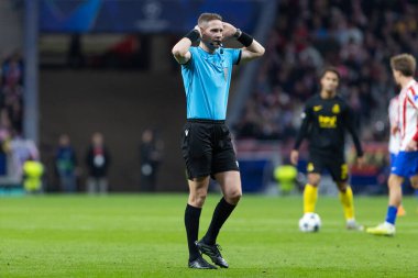 Madrid, İspanya - 4 Kasım 2025: Atletico Madrid ile Union St. Gilloise arasında oynanan UEFA Şampiyonlar Ligi maçı. Maç sırasında Union St. Gilloise oyuncuları.