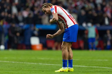 Madrid, İspanya - 4 Kasım 2025: Atletico Madrid ile Union SG arasında oynanan UEFA Şampiyonlar Ligi maçı. Maç boyunca Atletico Madrid 'li oyuncular.
