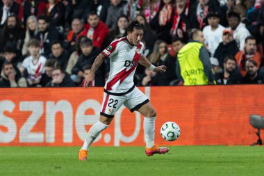 Madrid, İspanya - 6 Kasım 2025: UEFA Konferans Ligi eleme maçı Madrid 'de Rayo Vallecano ve Lich Poznan arasında oynandı. Rayo Vallecano oyuncuları. Konferans Birliği