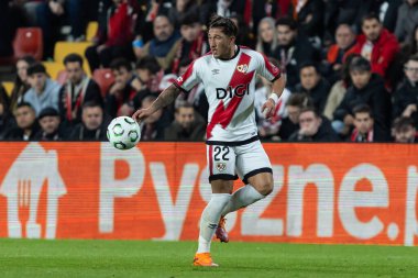 Madrid, İspanya - 6 Kasım 2025: UEFA Konferans Ligi eleme maçı Madrid 'de Rayo Vallecano ve Lich Poznan arasında oynandı. Rayo Vallecano oyuncuları. Konferans Birliği