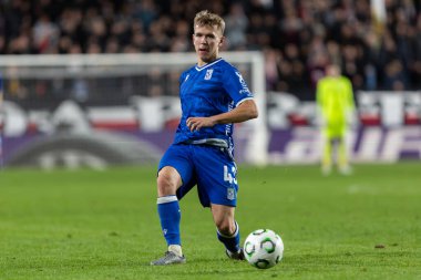 Madrid, İspanya - 6 Kasım 2025: UEFA Konferans Ligi maçı Madrid 'de Rayo Vallecano ve Lich Poznan arasında oynandı. Maç sırasında Lich oyuncuları. Konferans Birliği.