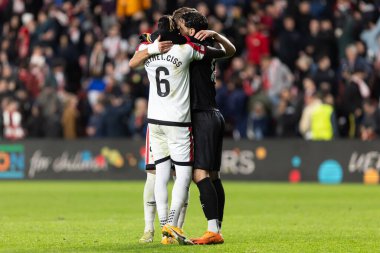 Madrid, İspanya - 6 Kasım 2025: UEFA Konferans Ligi eleme maçı Madrid 'de Rayo Vallecano ve Lich Poznan arasında oynandı. Rayo Vallecano oyuncuları. Konferans Birliği