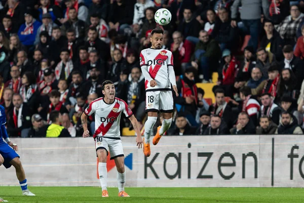 Madrid, İspanya - 6 Kasım 2025: UEFA Konferans Ligi eleme maçı Madrid 'de Rayo Vallecano ve Lich Poznan arasında oynandı. Rayo Vallecano oyuncuları. Konferans Birliği