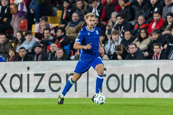 Madrid, İspanya - 6 Kasım 2025: UEFA Konferans Ligi maçı Madrid 'de Rayo Vallecano ve Lich Poznan arasında oynandı. Maç sırasında Lich oyuncuları. Konferans Birliği.