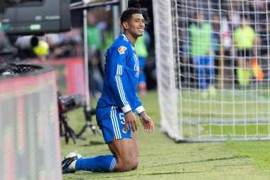 Madrid, İspanya - 9 Kasım 2025: Rayo Vallecano ile Real Madrid arasındaki lig maçı Vallecas 'ta oynandı. Maç sırasında Real Madrid oyuncuları. EA Spor Ligi. Profesyonel futbol..