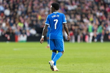 Madrid, İspanya - 9 Kasım 2025: Rayo Vallecano ile Real Madrid arasındaki lig maçı Vallecas 'ta oynandı. Maç sırasında Real Madrid oyuncuları. EA Spor Ligi. Profesyonel futbol..