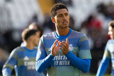 Madrid, İspanya - 9 Kasım 2025: Rayo Vallecano ile Real Madrid arasındaki lig maçı Vallecas 'ta oynandı. Maç sırasında Real Madrid oyuncuları. EA Spor Ligi. Profesyonel futbol..