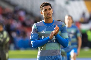 Madrid, İspanya - 9 Kasım 2025: Rayo Vallecano ile Real Madrid arasındaki lig maçı Vallecas 'ta oynandı. Maç sırasında Real Madrid oyuncuları. EA Spor Ligi. Profesyonel futbol..