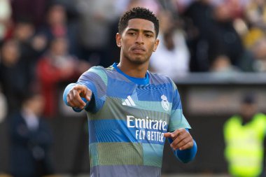 Madrid, İspanya - 9 Kasım 2025: Rayo Vallecano ile Real Madrid arasındaki lig maçı Vallecas 'ta oynandı. Maç sırasında Real Madrid oyuncuları. EA Spor Ligi. Profesyonel futbol..