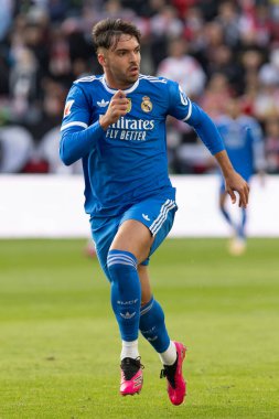 Madrid, İspanya - 9 Kasım 2025: Rayo Vallecano ile Real Madrid arasındaki lig maçı Vallecas 'ta oynandı. Maç sırasında Real Madrid oyuncuları. EA Spor Ligi. Profesyonel futbol..