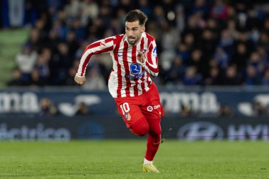 Madrid, İspanya - 23 Kasım 2025: Getafe CF ve Atltico de Madrid arasında oynanan lig maçı. Futbolcular. EA Spor Ligi. İspanya Ligi. Toplu futbolcular..