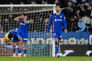 Madrid, İspanya - 23 Kasım 2025: Getafe CF ve Atltico de Madrid arasında oynanan lig maçı. Futbolcular. EA Spor Ligi. İspanya Ligi. Toplu futbolcular..