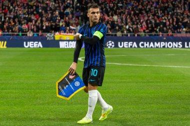 Madrid, İspanya - 26 Kasım 2025: Atletico Madrid ile Inter Milan arasında oynanan Şampiyonlar Ligi maçı. Maç sırasında Inter Milan oyuncuları. Seri A