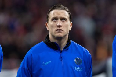 Madrid, İspanya - 26 Kasım 2025: Atletico Madrid ile Inter Milan arasında oynanan Şampiyonlar Ligi maçı. Maç sırasında Inter Milan oyuncuları. Seri A