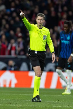 Madrid, İspanya - 26 Kasım 2025: Atletico Madrid ile Inter Milan arasında oynanan Şampiyonlar Ligi maçı. Maç sırasında Inter Milan oyuncuları. Seri A