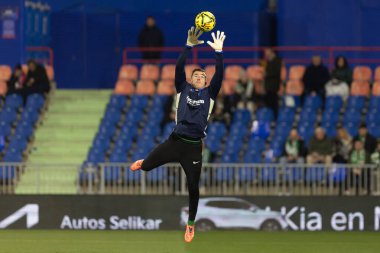 Madrid, İspanya - 28 Kasım 2025: Getafe CF ile Elche CF arasındaki lig maçı Getafe 'de oynandı. Maç sırasında Elche CF oyuncuları. EA Spor Ligi 2025.