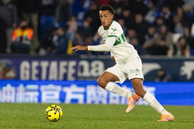 Madrid, Spain - November 28, 2025: League match between Getafe CF and Elche CF played in Getafe. Elche CF players during the match. EA SPORTS League 2025.