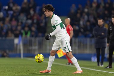 Madrid, İspanya - 28 Kasım 2025: Getafe CF ile Elche CF arasındaki lig maçı Getafe 'de oynandı. Maç sırasında Elche CF oyuncuları. EA Spor Ligi 2025.