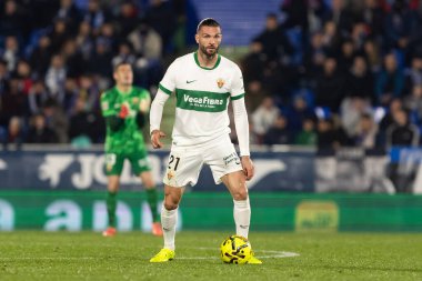 Madrid, Spain - November 28, 2025: League match between Getafe CF and Elche CF played in Getafe. Elche CF players during the match. EA SPORTS League 2025.