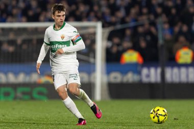 Madrid, Spain - November 28, 2025: League match between Getafe CF and Elche CF played in Getafe. Elche CF players during the match. EA SPORTS League 2025.