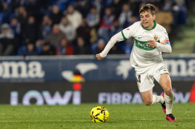 Madrid, Spain - November 28, 2025: League match between Getafe CF and Elche CF played in Getafe. Elche CF players during the match. EA SPORTS League 2025.