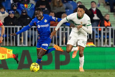 Madrid, Spain - November 28, 2025: League match between Getafe CF and Elche CF played in Getafe. Elche CF players during the match. EA SPORTS League 2025.