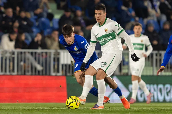 Madrid, Spain - November 28, 2025: League match between Getafe CF and Elche CF played in Getafe. Elche CF players during the match. EA SPORTS League 2025.