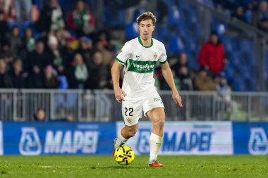 Madrid, Spain - November 28, 2025: League match between Getafe CF and Elche CF played in Getafe. Elche CF players during the match. EA SPORTS League 2025.
