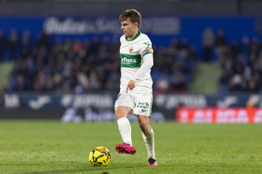 Madrid, Spain - November 28, 2025: League match between Getafe CF and Elche CF played in Getafe. Elche CF players during the match. EA SPORTS League 2025.