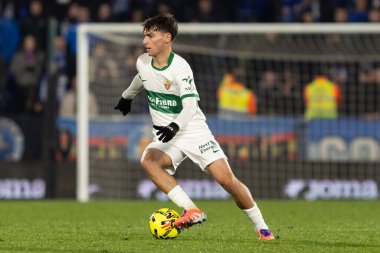 Madrid, Spain - November 28, 2025: League match between Getafe CF and Elche CF played in Getafe. Elche CF players during the match. EA SPORTS League 2025.