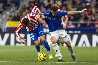 Madrid, Spain - November 29, 2025: League match between Atletico Madrid and Real Oviedo played in Madrid. Oviedo players during the match. EA SPORTS League 2025.