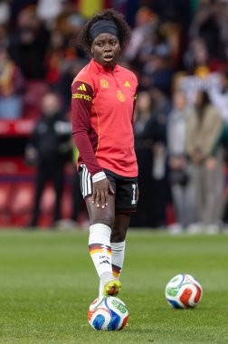 Madrid, İspanya - 2 Aralık 2025: İspanya ile Almanya arasındaki Kadınlar Milletler Ligi Finali, Madrid 'de oynandı. Maç boyunca Alman milli takımının oyuncuları.