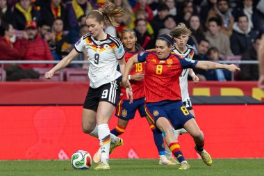 Madrid, İspanya - 2 Aralık 2025: İspanya ile Almanya arasındaki Kadınlar Milletler Ligi Finali, Madrid 'de oynandı. Maç boyunca Alman milli takımının oyuncuları.