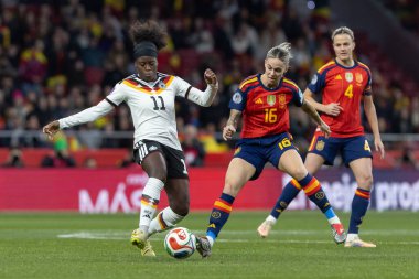 Madrid, İspanya - 2 Aralık 2025: İspanya ile Almanya arasındaki Kadınlar Milletler Ligi Finali, Madrid 'de oynandı. Maç boyunca Alman milli takımının oyuncuları.