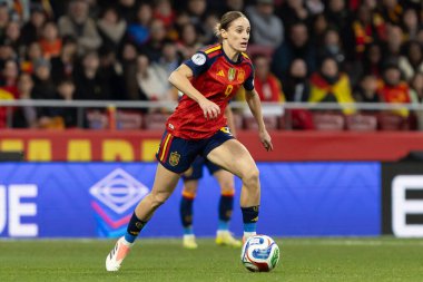 Madrid, İspanya - 2 Aralık 2025: İspanya ile Almanya arasındaki Kadınlar Milletler Ligi Finali, Madrid 'de oynandı. Maç boyunca İspanyol milli takımının oyuncuları.